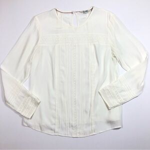 Boden White Cream Embroidered Lace Blouse Top